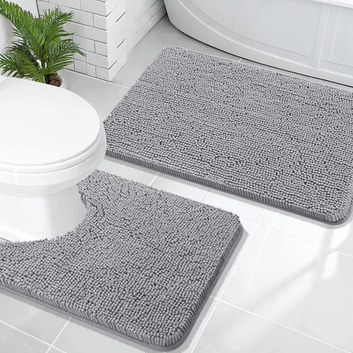 Vista 43 de OLANLY Juego de 2 alfombras de baño de felpilla suave y absorbente, antideslizantes, de secado rápido, lavables a máquina, accesorios de decoración