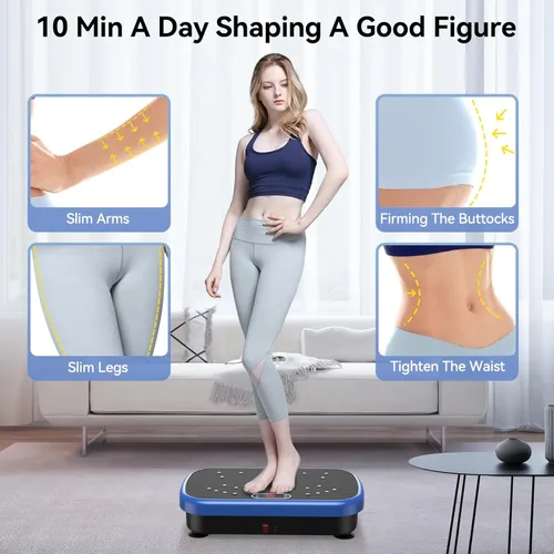 Vista 4 de Vibration Plate Exercise Machine Weight Loss, Whole Body Vibration Plate for Lymphatic Drainage, 180 Adjustable Speeds Vibrating Plate Fitness