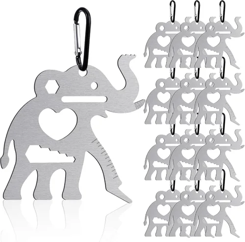 Vista 8 de Cholemy 12 piezas de herramientas de tarjetas de crédito, cartera multiherramienta Edc Gadget Amistad Bigfoot Sasquatch elefante regalo Mosquetones