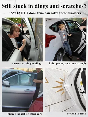 Vista 2 de SYOAUTO - Protector de borde color negro para puerta de automóvil, de 65 pies/20 metros, en forma de U, chapa de metal integrada, no necesita