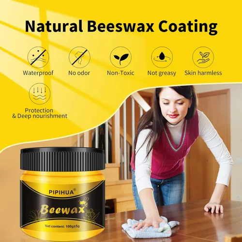 Vista 3 de PIPIHUA Cera de Abejas Abrillantadora y Acondicionadora para Muebles de Madera - Cera de Madera Impermeable y Restauradora, Cera de Abejas Multiusos