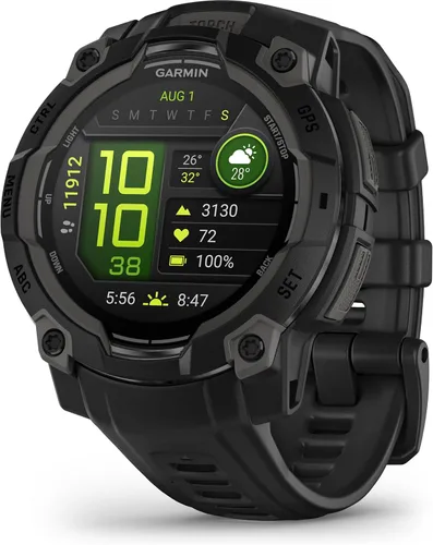 Vista 21 de Garmin Instinct® 3 45mm, pantalla AMOLED, reloj inteligente GPS resistente para exteriores, bisel reforzado con metal, linterna incorporada, hasta
