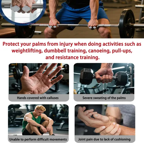 Vista 8 de Upgraded Weight Lifting Grips for Women & Men - Extra Large & Thick Non-Slip Gym Grips, Ergonomic Workout Gloves for Pull-Ups, Dumbbell Exercises
