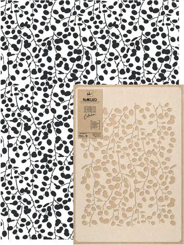 Vista 12 de NAKLEO Plantilla de pared de plástico reutilizable – 23.2 x 37.4 in / 23 x 37 pulgadas – Flores Matisse Abstracto Moderno – Patrón de papel pintado