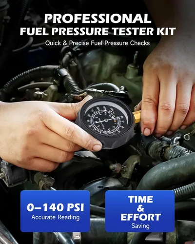 Vista 2 de Kit de prueba de presión de combustible Orion Motor Tech, probador de presión de combustible con manómetro de presión de combustible de 0-140 psi