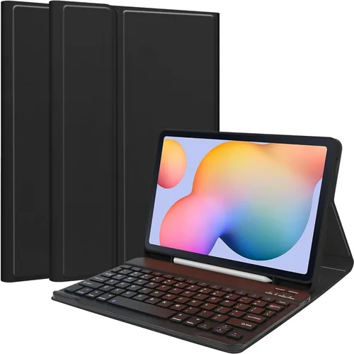Vista 15 de Teclado a color para Samsung Galaxy Tab S9+ 12.4 pulgadas, lindo teclado inalámbrico desmontable extraíble Bluetooth, púrpura
