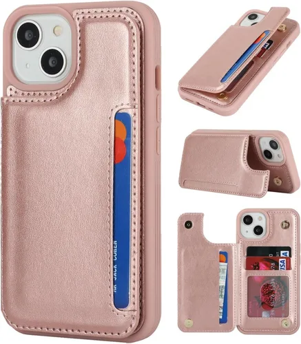 Vista 20 de iCoverCase Compatible con iPhone 13 Funda de Teléfono con Portarjetas, Funda Billetera para Mujeres y Hombres Bloqueo RFID Funda Protectora de Cuero