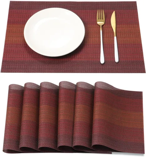 Vista 9 de HeloHo Juego de 4 manteles individuales de rejilla blanca y negra, lavables, de vinilo, lavables, para cocina, comedor, decoración de mesa