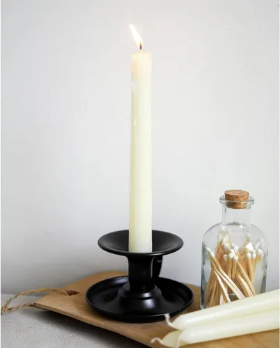 Vista 3 de FiveSeasonStuff Juego de 2 portavelas vintage chapados en negro con mango para candelabros de cera cónica