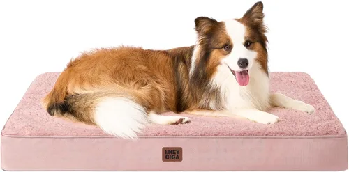 Vista 35 de EHEYCIGA Camas ortopédicas para perros grandes con funda extraíble lavable para jaula, camello, 35 x 23 pulgadas