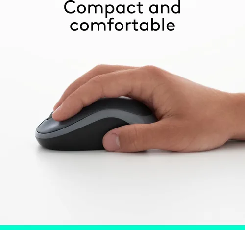 Vista 5 de Logitech Ratón inalámbrico M185, 2.4 GHz con mini receptor USB, duración de la batería de 12 meses, seguimiento óptico de 1000 DPI, ambidiestro