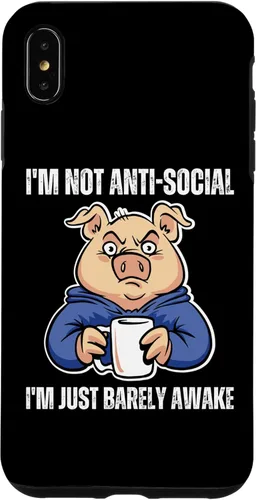 Vista 7 de Funda Pig I'm Not Anti-Social I'm Just Barely Awake vintage para iPhone 14