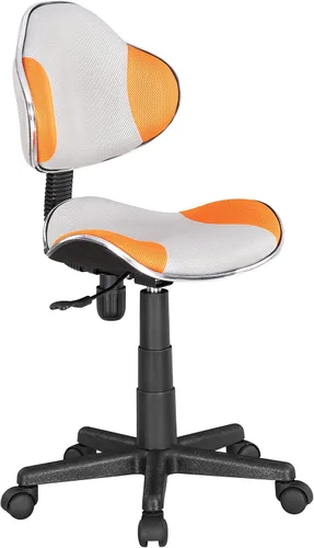 Vista 12 de JJS Silla ejecutiva de computadora con respaldo bajo para oficina en casa, silla ergonómica de malla con base extra grande y almohadillas, WhiteCloud