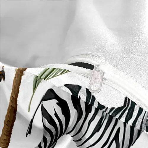 Vista 6 de Chickwin Funda de edredón tamaño individual para niños, juego de ropa de cama de animales de la selva de dibujos animados 3D, microfibra lavada