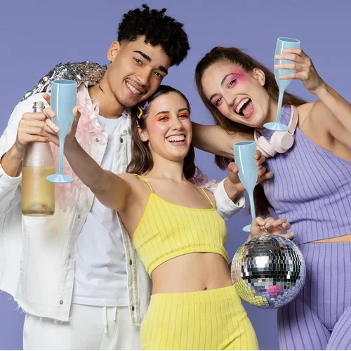 Vista 7 de XUWAIDSGN Copas de champán acrílicas, copas para brindar irrompibles, bar de mimosa, copas de vino reutilizables, copas de champán vintage