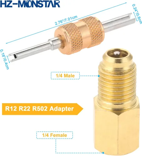 Vista 6 de AC R134A - Kit de recarga de freón para refrigerador que incluye R134a Piercing Autosellante, válvulas de perforación de bala BPV31, adaptador