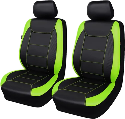Vista 22 de Fundas para asientos de coche Flying Banner, protectoras, impermeables, de cuero sintético con fibra de carbono para asientos delanteros y traseros