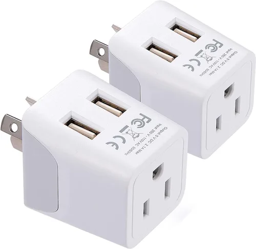 Vista 16 de Adaptador de viaje Ceptics, de EE. UU. a Japón, Filipinas, con doble USB, tipo A, ultra compacto Tipo M - Suráfrica