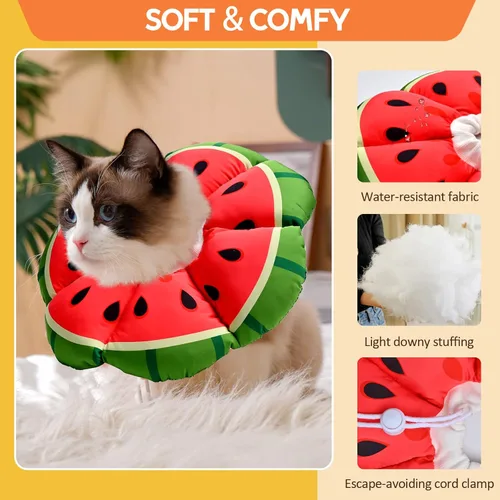 Vista 5 de Avont Collar de cono para gato, suave, ajustable, alternativa de collar E para gatos, gatitos, cachorros, cono de cuello isabelino de la vergüenza