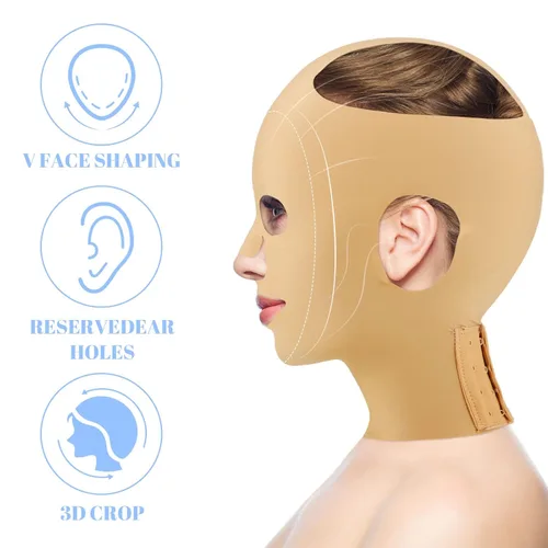 Vista 3 de Treela Cinturón de dormir reutilizable para levantar la cara, máscara facial de elevación de barbilla, cinturón facial de doble barbilla, vendajes