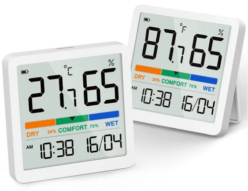Vista 9 de NOKLEAD Higrómetro Termómetro de Interior, Termómetro Digital de Escritorio con Monitor de Temperatura y Humedad, Medidor de Humedad Preciso