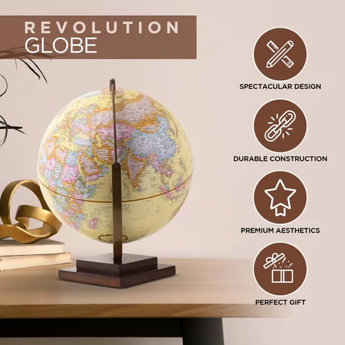 Vista 3 de Waypoint Geographic Revolution Globe - Globo de escritorio de 12 pulgadas de diámetro, movimiento giromático de giro completo, decorativo