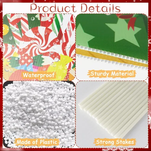 Vista 5 de Decoraciones de Navidad de Caramelo al Aire Libre, Letreros de Patio - 6 Piezas de Letreros de Caramelo de Piruleta de Menta de Plástico con Estacas
