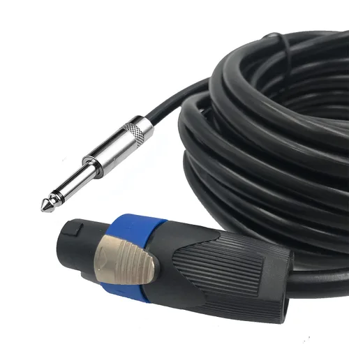 Vista 8 de Paquete de 2 cables de altavoz Speakon de 15 pies a 1/4 de pulgada, cable de conexión de audio estéreo de 15 pies de 0.250 in, cables AWG de calibre