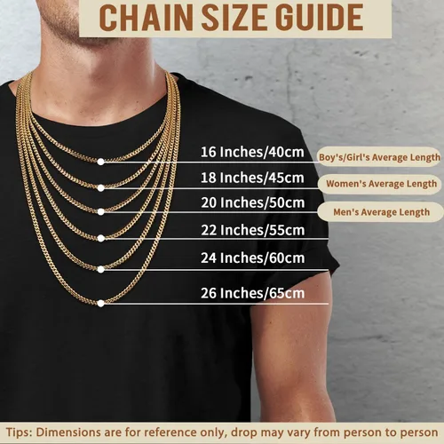 Vista 3 de Fasongo Solid 18K Gold Over 925 Sterling Silver Italian 4mm Cuban Link Chain Necklace for Men Boys Women, Sturdy & Comfortable & Shiny Hip-Hop &