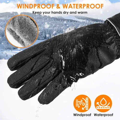 Vista 2 de Winter Gloves for Women & Men, Waterproof Touch Screen Outdoor Cold Weather Gloves for Running Driving