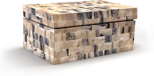 QF Automation - Caja de recuerdos de madera, caja de almacenamiento de madera de decoración vintage y caja de baratijas, joyero antiguo de primera