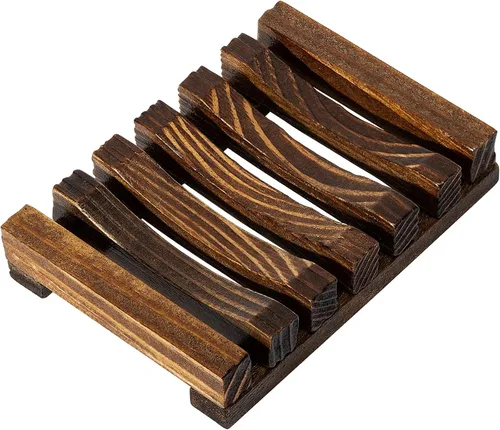 Urbanstrive Jabonera de madera natural, bandeja de jabón para baño, biodegradable, cero residuos, sin plástico, color carbón