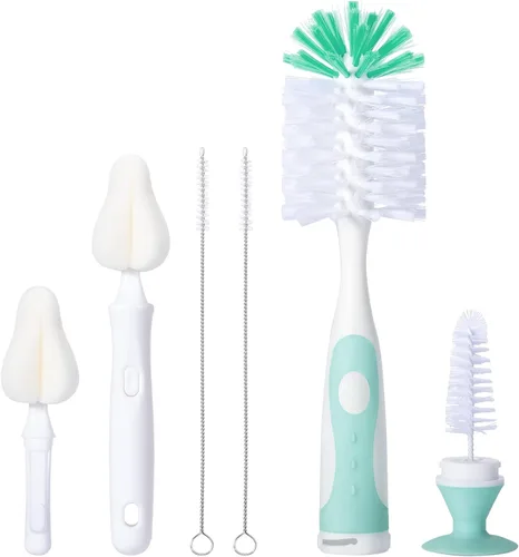 Vista 11 de CAREBABYMORE Juego de cepillos para biberones con limpiador de pezones y succión, cepillo de limpieza de 10.2 pulgadas y cepillo de esponja de 6.5