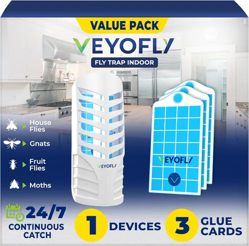 Vista 13 de VEYOFLY Trampas para Moscas de Frutas para Interiores, Trampa para Moscas Interior, (2 Dispositivos + 6 Recargas) Atrapamoscas Interior, Trampas