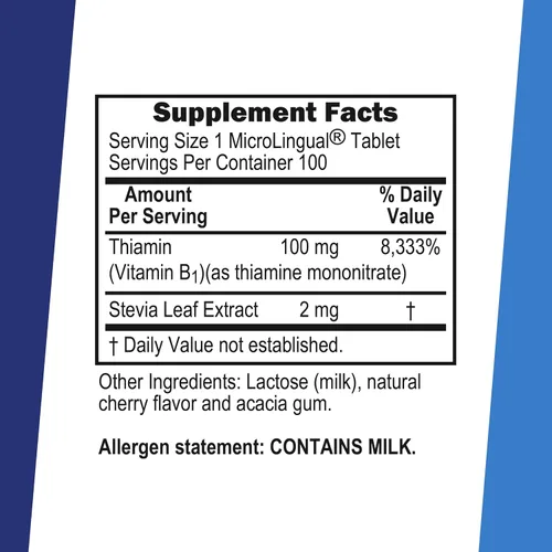 Vista 2 de Superior Source Vitamina B1 (tiamina), 100 mg, tabletas microlingües de disolución rápida debajo de la lengua, 100 unidades, aumento del metabolismo