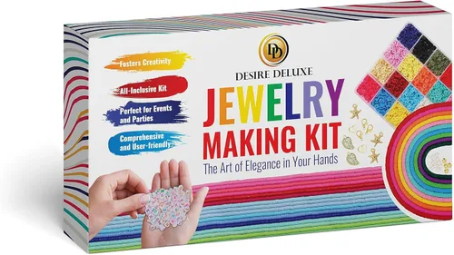 Vista 6 de Kit de fabricación de pulseras Desire Deluxe - Cuentas para pulseras, collar de amistad con kit de abalorios y cordones elásticos - Suministros