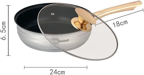 Vista 5 de Olla de cocina, sartén, 6 utensilios de cocina de 12 piezas, juego de utensilios de cocina de acero inoxidable espesado, olla de leche, juego