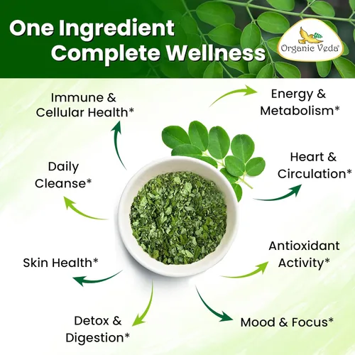 Vista 6 de Organic Veda Hojas de Té de Moringa - Verdaderos Antioxidantes Verdes Ricos, Té de Hojas Sueltas de Moringa Oleifera 100% Orgánico de Origen Único
