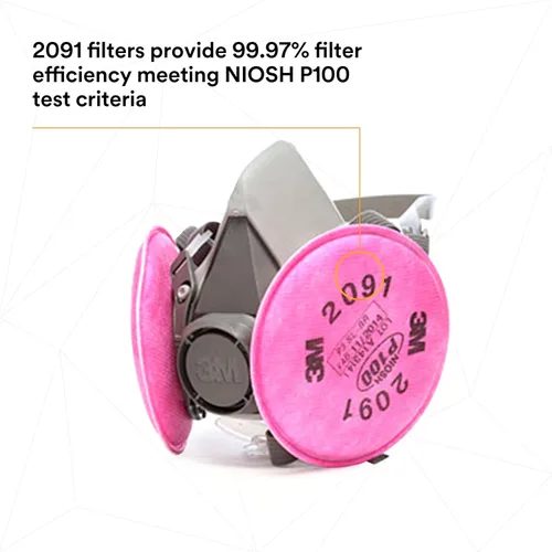 Vista 3 de Mascarilla respiratoria de protección P100 de medio rostro marca 3M. Respirador reutilizable (AAD)