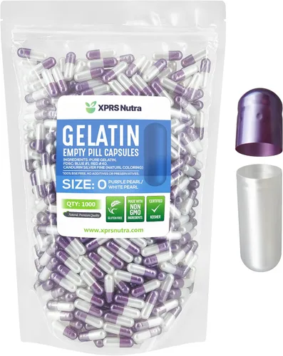 Vista 41 de XPRS Nutra Size 0 Empty Capsules - 100 Count Empty Gelatin Capsules - Pills DIY Capsule Filling - Pure Bovine Pill Gel Caps for Do-It-Yourself