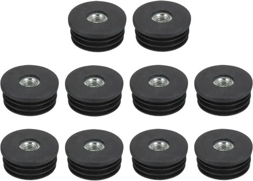 Vista 9 de Uxcell 4 piezas de insertos roscados M8 para tubo redondo de 0.748 in/0.75 pulgadas, insertos de plástico negro para tapas de extremos de silla