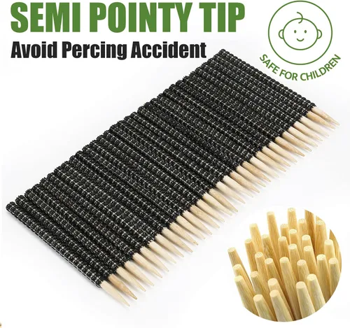 Vista 2 de 32 PIEZAS de Palitos de Manzana de Caramelo Brillantes de Bambú, Brochetas de Punta de Madera con Envoltura de Malla de Diamantes y Pedrería