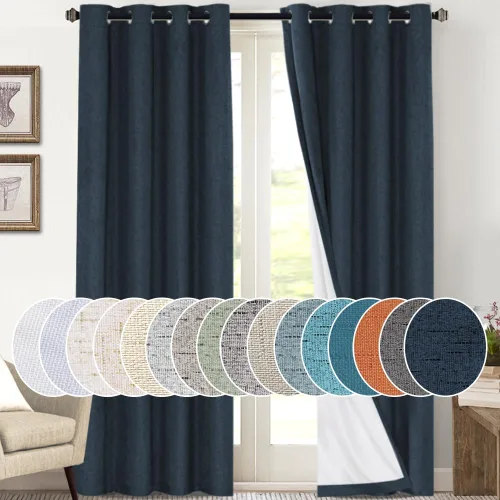 Vista 359 de Primitive - Cortinas opacas 100 % de lino texturizado natural para dormitorio, sala de estar, cortinas para ahorra energía, tela de arpillera