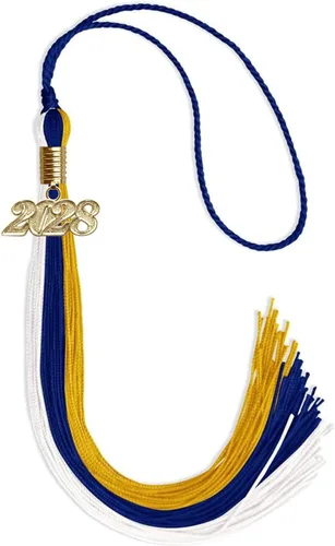 Vista 96 de Endea - Borla de graduación de triple color con gota de fecha dorada (negro/dorado/granate, 2020)