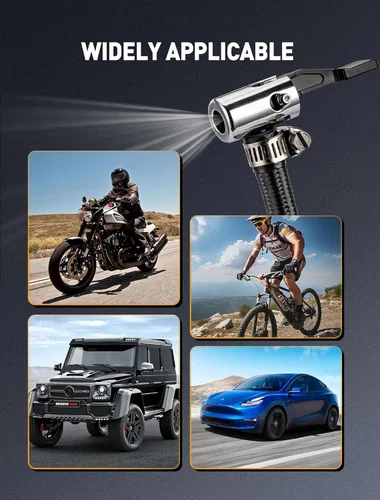 Vista 6 de Portabrocas de aire de 1/4 de pulgada, mini compresor de aire portátil, inflador de neumáticos con conector de púas para reparación de manguera
