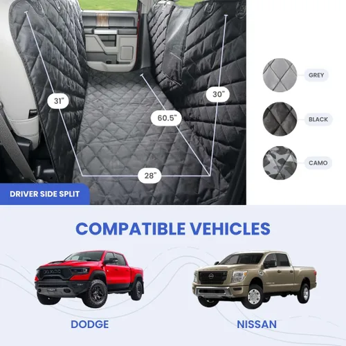 Vista 2 de 4Knines Hamaca de suelo para perro para camión y cabina de tripulación con asientos plegables - Funda para mascotas de asiento trasero para perros