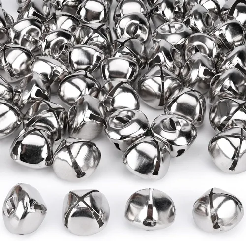 MCPINKY 300 PIEZAS Cascabeles a Granel, Cascabeles de Manualidades de 1 Pulgada para Manualidades DIY, Decoración Navideña y del Hogar, Plateado