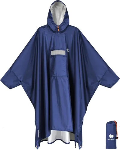 Vista 12 de ANYOO Poncho de lluvia con capucha para adultos impermeable ligero abrigo de lluvia para hombres mujeres chaqueta de lluvia reutilizable para Verde