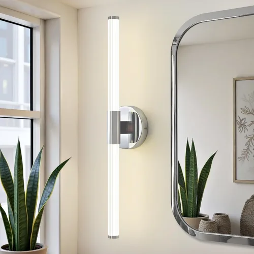 Vista 17 de Lámparas LED de baño, luces doradas para baño, iluminación completa de 360°, regulable, barra de luz LED de 24 pulgadas sobre espejo, aplique
