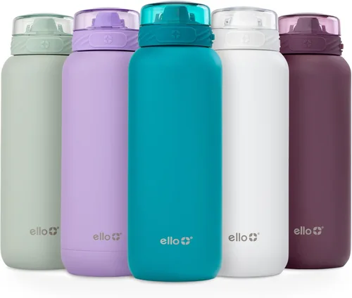 Vista 71 de Ello Cooper Twist - Botella de agua de acero inoxidable de 32 onzas con tapa para beber A prueba de fugas Doble pared y aislada al vacío Asa